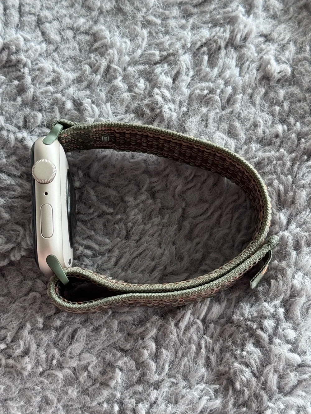 Apple Watch with Green and Orange Woven Nylon Band